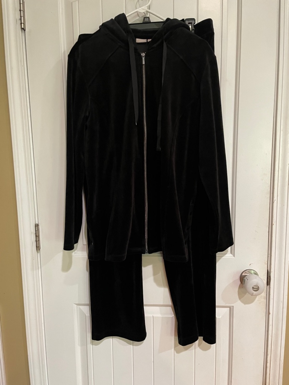 Chicos Zenergy size 2 black velour 2 piece set